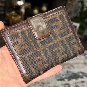 Fendi Brown & Dark Brown FF Logo Card Holder